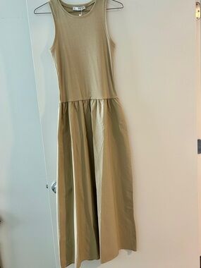 Mango Sleeveless Maxi Drop-Waist Dress Tan - NWT